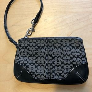 Coach Wristlet Black Logo Print